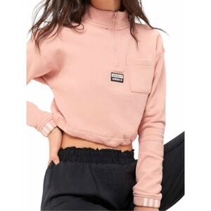 ADIDAS ORIGINALS Women’s Vocal Crop Half-Zip Sweatshirt Pink XS Trefoil Pullover